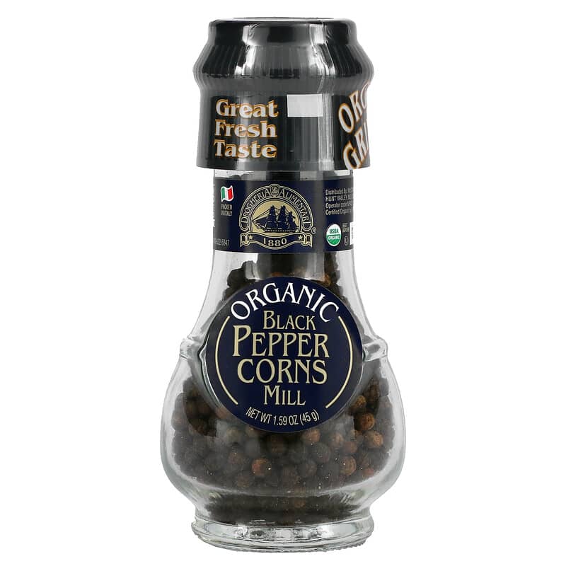 Organic Black Pepper Corns Mill, 1.59 oz (45 g)