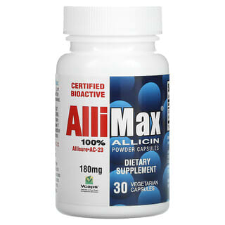 Allimax, 100% Allicin Powder Capsules, 180 mg, 30 Vegetarian Capsules