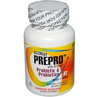 Allimax, PrePro, with AlliSure, Prebiotic & Probiotics, 450 mg, 42 Vcaps