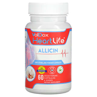 Allimax, VolDox Heartlife, аллицин, 250 мг, 60 вегетарианских капсул