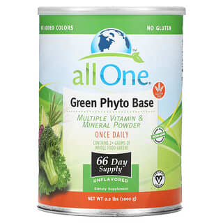 All One, Nutritech‏, Green Phyto Base, אבקת ויטמינים ומינרלים מרובים, ללא טעם, 1,000 גרם (2.2 ליברות)