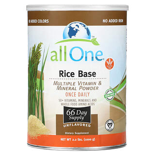 All One, Nutritech‏, בסיס אורז, אבקת ויטמינים ומינרלים מרובים, ללא טעם, 1,000 גרם (2.2 ליברות)