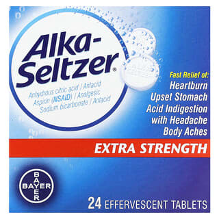 Alka-Seltzer, Средство от изжоги, с повышенной силой действия, 24 шипучие таблетки
