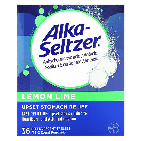 Alka-Seltzer, Upset Stomach Relief รสเลมอนไลม์ บรรจุเม็ดฟู่ 36 เม็ด