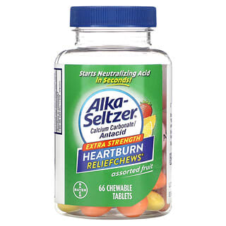Alka-Seltzer, Alívio da Azia Mastigáveis, Força Extra, Frutas Sortidas, 66 Comprimidos Mastigáveis