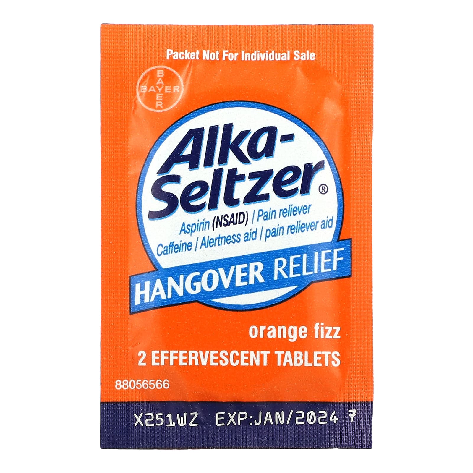 Alka-Seltzer, Hangover Relief, Orange Fizz, 10 Pouches, 2 Effervescent ...