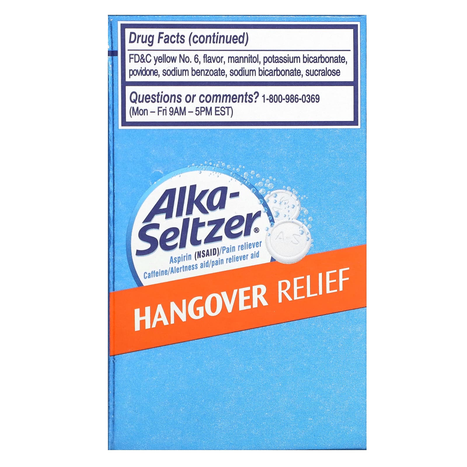 Alka-Seltzer, Hangover Relief, Orange Fizz, 10 Pouches, 2 Effervescent ...