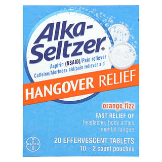 Alka-Seltzer, 행오버 릴리프, 오렌지 피즈 맛, 파우치 10개, 발포성 정제 2정 각