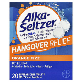 Alka-Seltzer, Hangover Relief, Orange Fizz, 10 Poşet, Her Biri 2 Efervesan Tablet