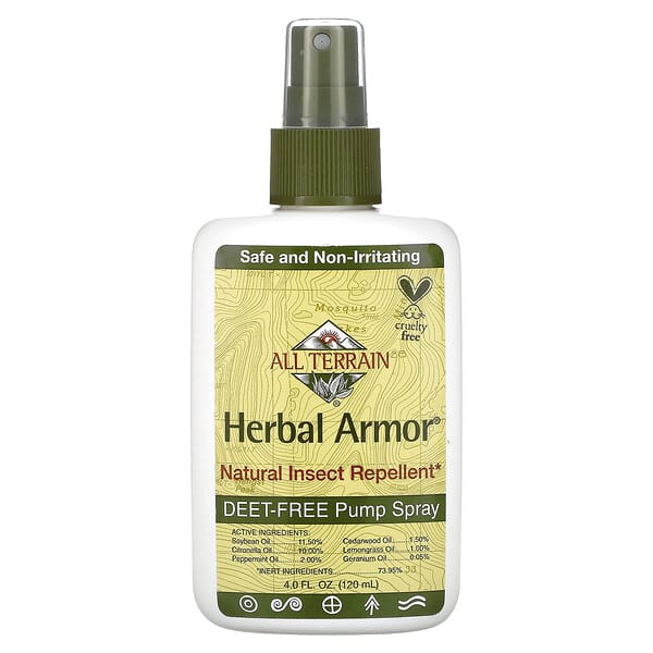 All Terrain, Herbal Armor, Spray con dispensador repelente de insectos natural sin DEET, 120 ml (4 oz. líq.)