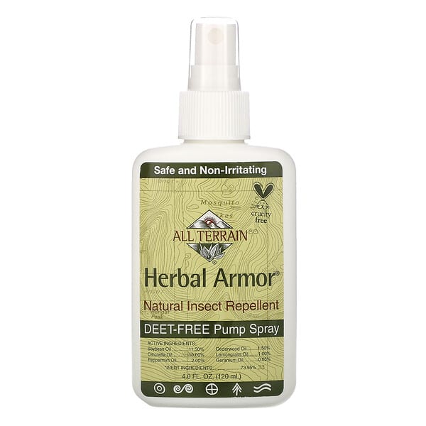 All Terrain, Herbal Armor, Repelente de Inseto Natural com Spray de Bomba Sem DEET, 4 fl. oz. (120 ml)