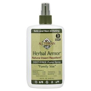 All Terrain, Herbal Armour, repellent natural pentru insecte, spray cu pompă fără Deet, 8 fl oz (240 ml)