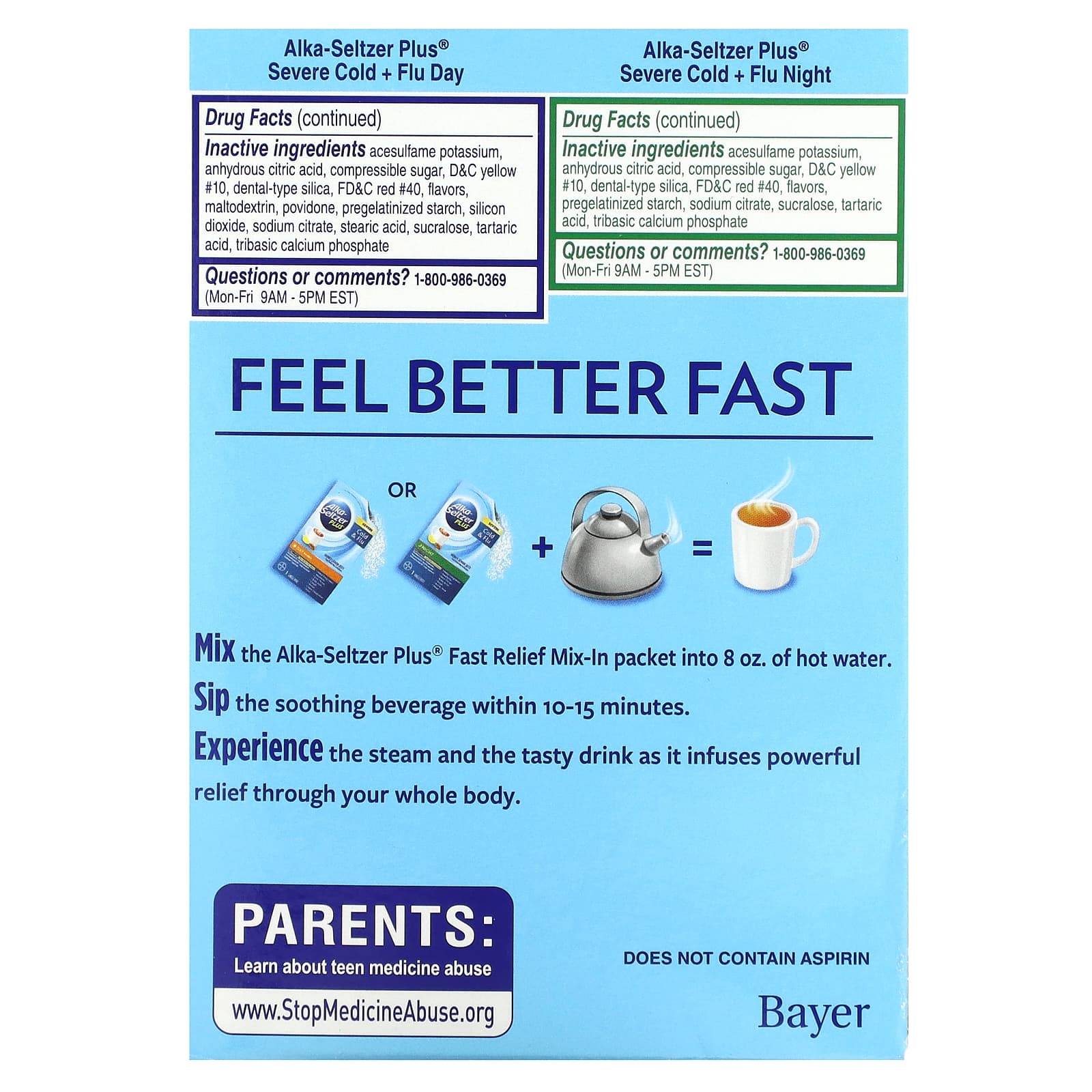 Alka-Seltzer Plus, Severe Cold &amp; Flu, Day &amp; Night, Honey Lemon Zest, 12 ...