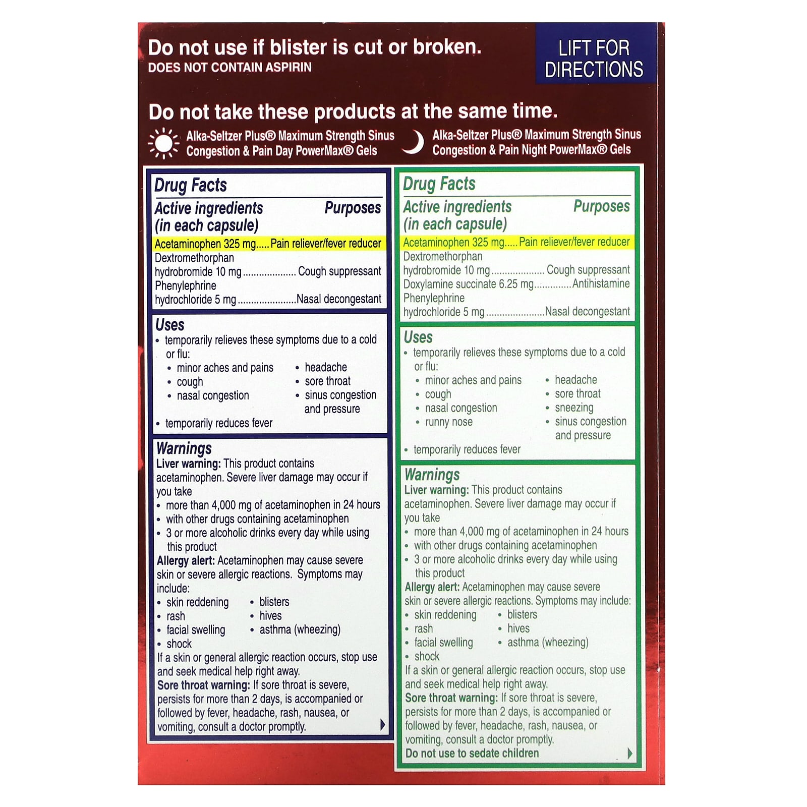 Alka-Seltzer Plus, Sinus Congestion & Pain PowerMax Gels, Maximum ...