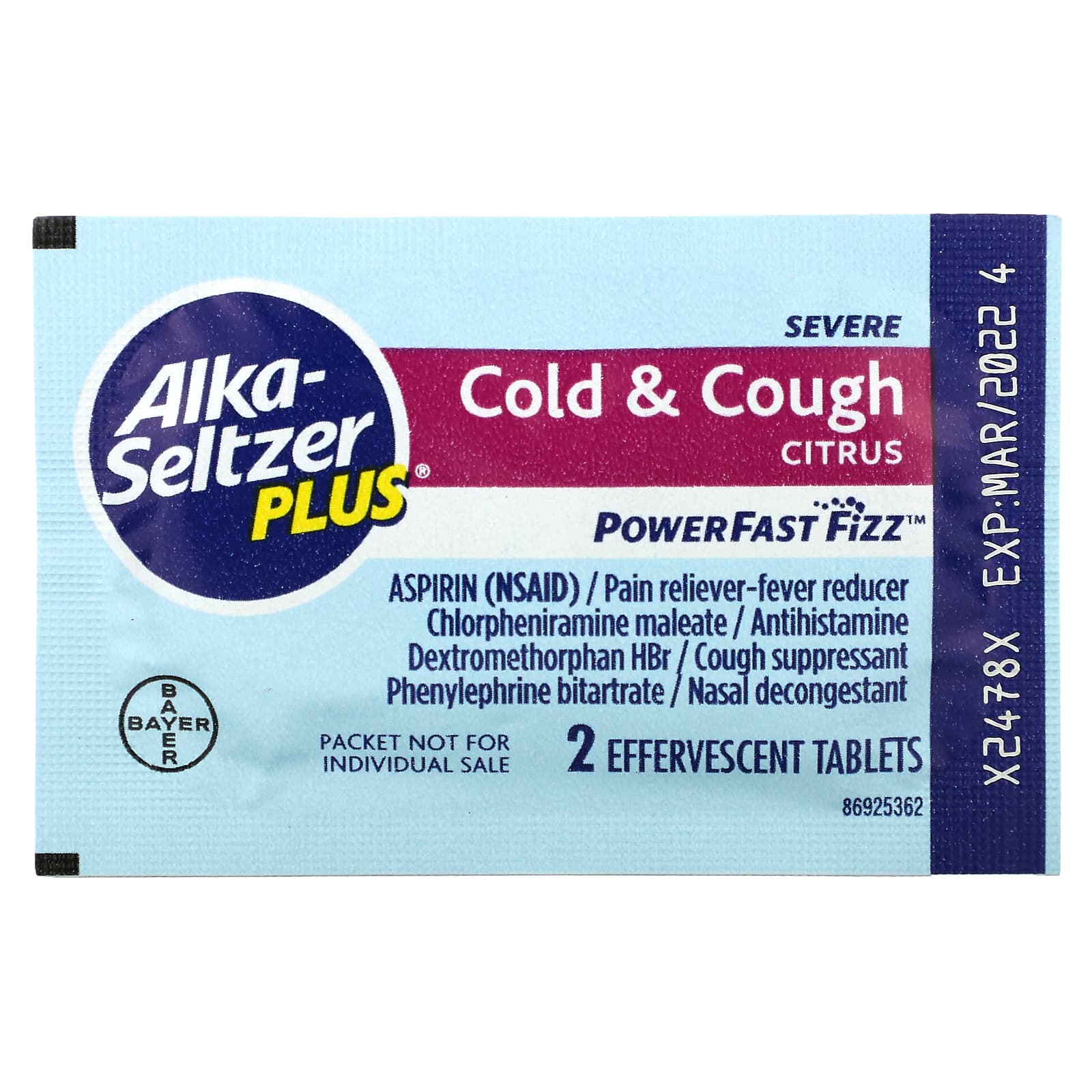 Alka-Seltzer Plus, Power Fast Fizz, Cough & Cold, Severe, Citrus, 20 ...