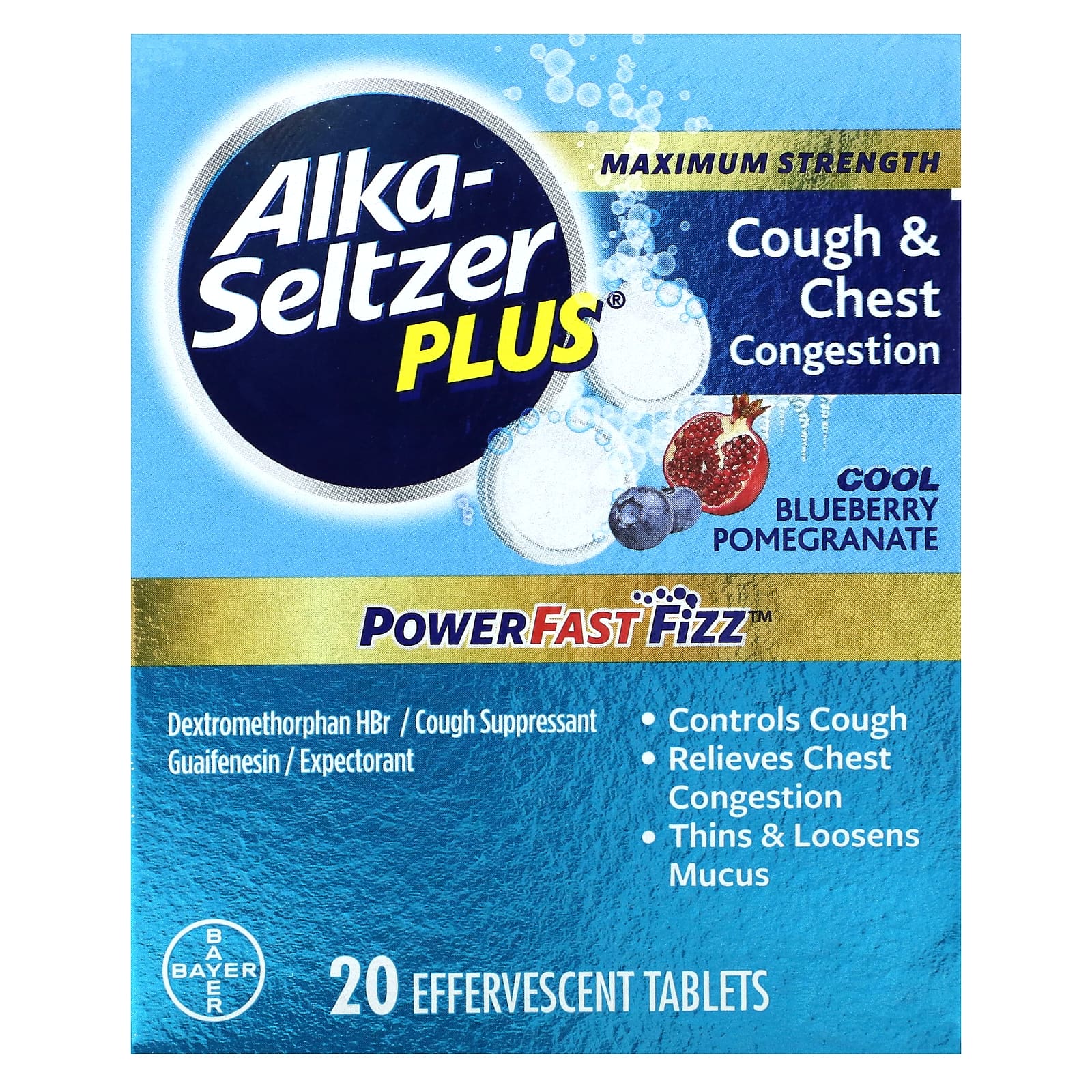 AlkaSeltzer Plus, Maximum Strength, Cough & Chest Congestion, Cool