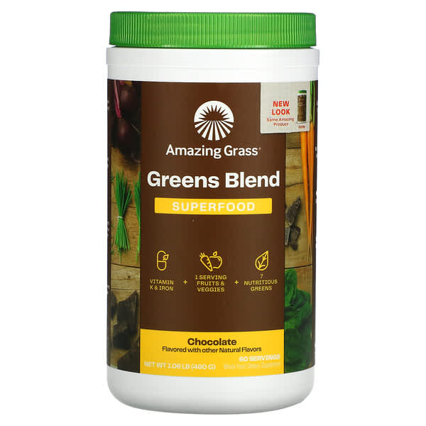 Amazing Grass, Grüne Supernahrungsmittel, Schokolade Getränk Pulver, Cacao Infusion, 17 oz (480 g)