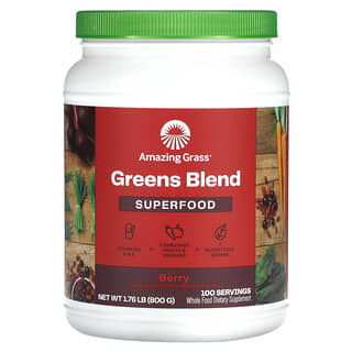 Amazing Grass, Green Superfood, Parfum fruits rouges, 800 g