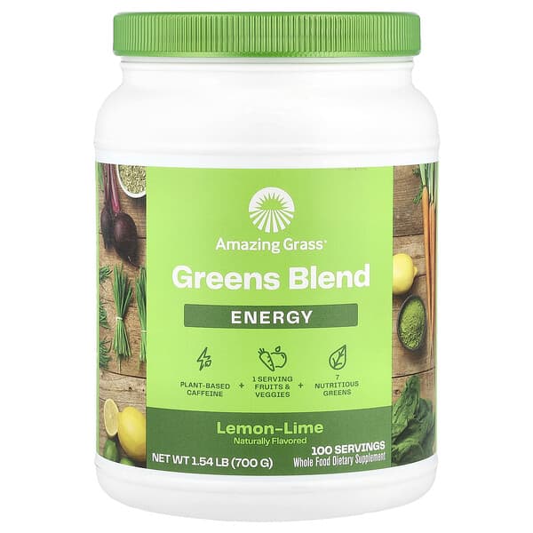 Amazing Grass Greens Blend, Energy, Lemon-Lime, 1.54 lb (700 g)