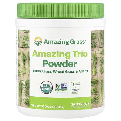 Amazing Grass, Amazing Trio Powder, Barley Grass, Wheat Grass & Alfalfa, 8.5 oz (240 g)