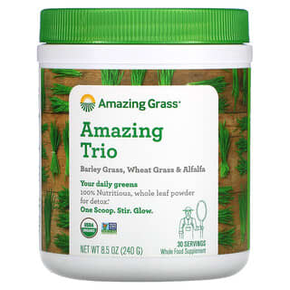 Amazing Grass, 神奇三草，大麥草&小麥草&紫花苜蓿全食物飲品粉，8.5盎司（240克）