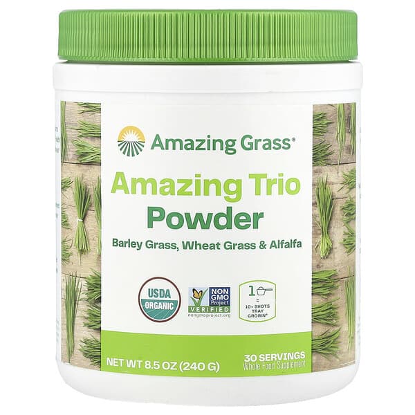 Amazing Grass, Amazing Trio, Barley Grass, Wheat Grass & Alfalfa, 8.5 oz (240 g)