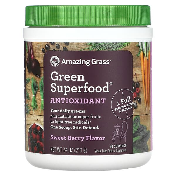 Amazing Grass, グリーンスーパーフード、スウィートベリー、7.4 oz (210 g)