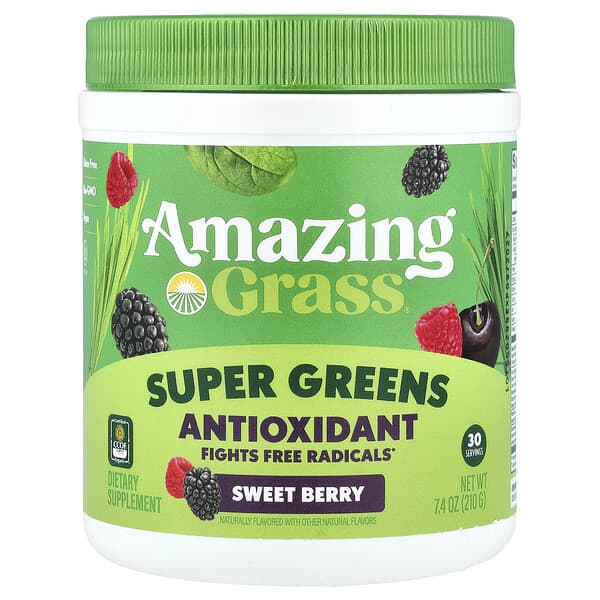 Amazing Grass, Green Superfood 항산화제, 스위트 베리, 210g(7.4oz)