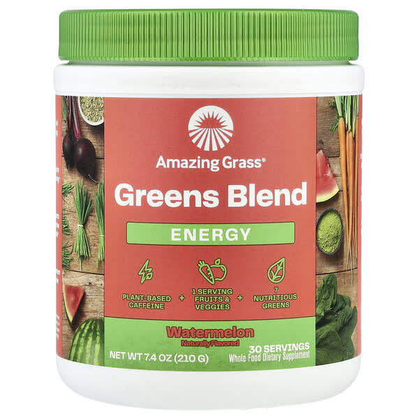 Amazing Grass Greens Blend, Energy, Watermelon, 7.4 oz (210 g)
