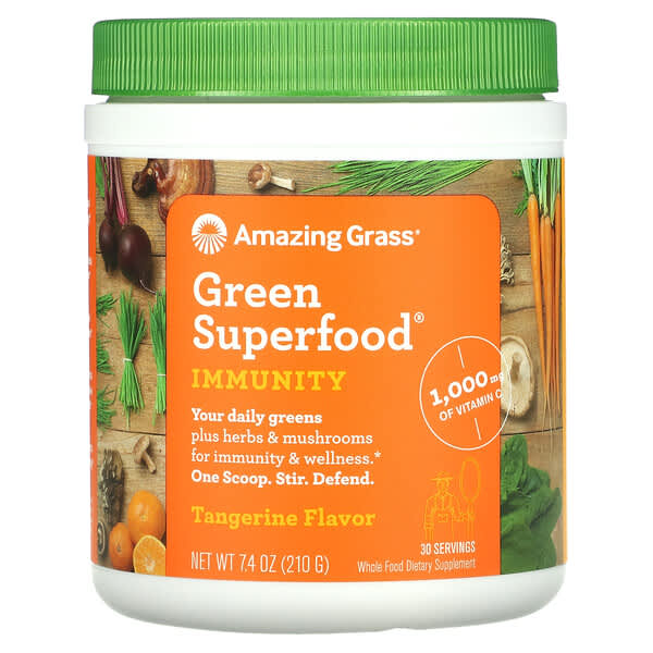 Amazing Grass, 綠色超級食品，加強抵抗，蜜橘味，7.4盎司（210克）