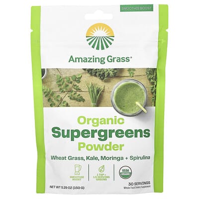 Amazing Grass, Organic SUPER GREEN Food Powder, 5.29 oz (150 g)