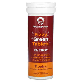 Amazing Grass, Fizzy Green Tablets, Energy, Tropical, 10 Tablets