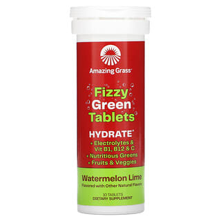 Amazing Grass, Fizzy Green Tablets,  Hydrate, Watermelon Lime , 10 Tablets