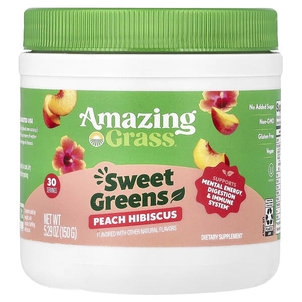 Sweet Greens, Peach Hibiscus, 5.29 oz (150 g)