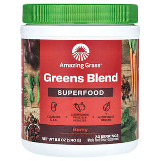 Amazing Grass, суперфуды, смесь зелени, с ягодным вкусом, 240 г (8,5 унции)