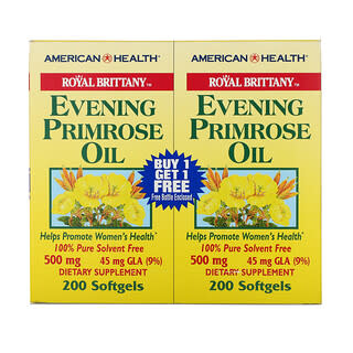 American Health, Royal Brittany, Evening Primrose Oil, 500 mg, 2 Bottles, 200 Softgels Each