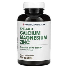 American Health, Cálcio Quelatado, Magnésio e Zinco, 250 Comprimidos