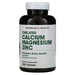American Health, Cálcio Quelatado, Magnésio e Zinco, 250 Comprimidos