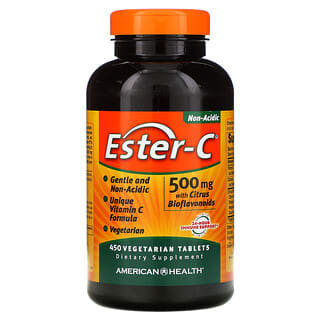 American Health, Ester C مع الفلافونويدات الحيوية الحمضية، 500 ملجم، 450 كبسولة نباتية