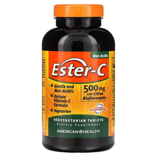 American Health‏, Ester-C עם ביופלבונואידים מפירות הדר, 500 מ"ג, 450 טבליות צמחיות