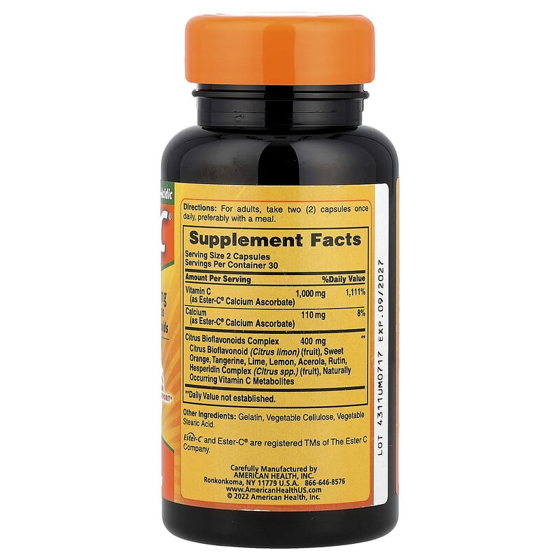 Купить American Health, Ester-C® с цитрусовыми биофлавоноидами, 500 мг, 60 капсул