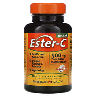 American Health, 柑橘系バイオフラボノイド配合Ester-C（エスターC）、500mg、ベジカプセル120粒