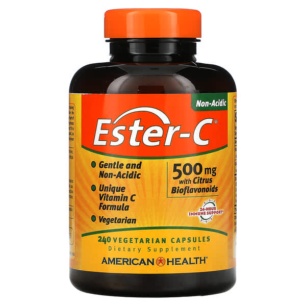 American Health, Ester-C, 시트러스 바이오플라보노이드 함유, 500mg, 베지 캡슐 240정