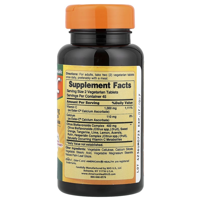 Купить American Health, Ester-C® с цитрусовыми биофлавоноидами, 90 вегетарианских таблеток
