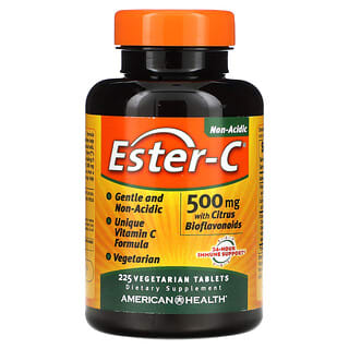 American Health, Ester-C, 시트러스 바이오플라보노이드 함유, 500mg, 베지 정제 225정