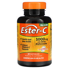 American Health‏, Ester-C עם ביופלבנואידים מפירות הדר, 1,000 מ"ג, 90 כמוסות