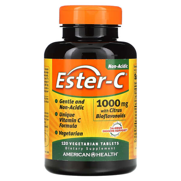 American Health, Ester-C, вітамін C з цитрусовими біофлавоноїдами, 1000 мг, 120 вегетаріанських таблеток