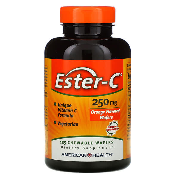 American Health, Ester-C, Laranja, 250 mg, 125 Bolachas Mastigáveis
