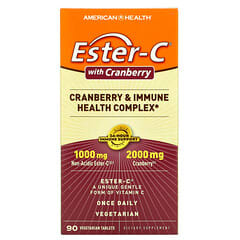 American Health, クランベリー＆免疫サポート成分配合Ester-C（エスターC）、植物性タブレット90粒 (販売終了商品) 