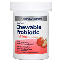American Health, Einmal täglich kaubares Probiotikum, natürliche Erdbeere, 5 Milliarden KBE, 60 Kautabletten